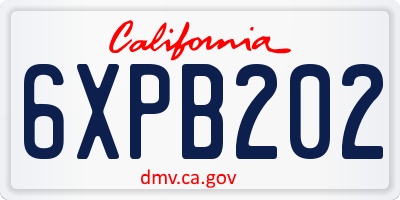 CA license plate 6XPB202