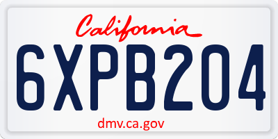 CA license plate 6XPB204