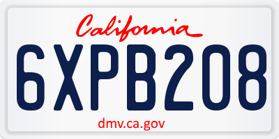 CA license plate 6XPB208