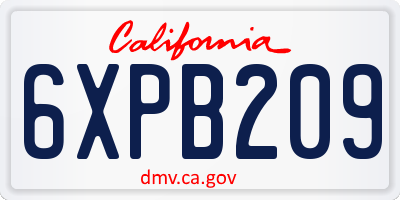 CA license plate 6XPB209