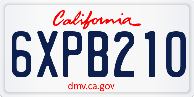 CA license plate 6XPB210