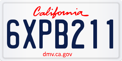 CA license plate 6XPB211