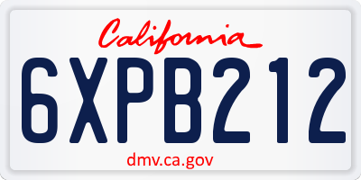CA license plate 6XPB212