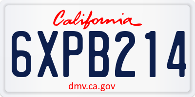 CA license plate 6XPB214