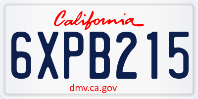 CA license plate 6XPB215