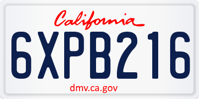 CA license plate 6XPB216