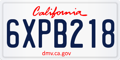CA license plate 6XPB218