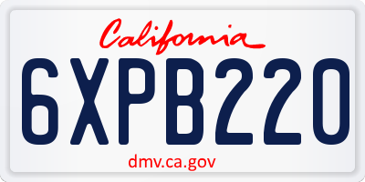 CA license plate 6XPB220