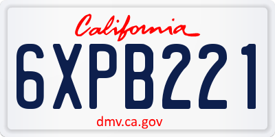 CA license plate 6XPB221