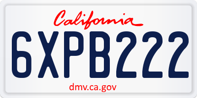 CA license plate 6XPB222