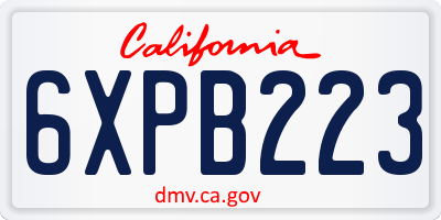 CA license plate 6XPB223
