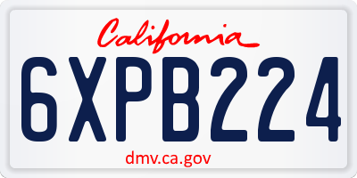 CA license plate 6XPB224