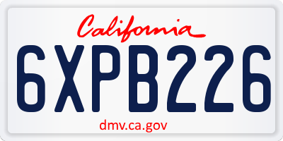 CA license plate 6XPB226
