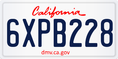 CA license plate 6XPB228
