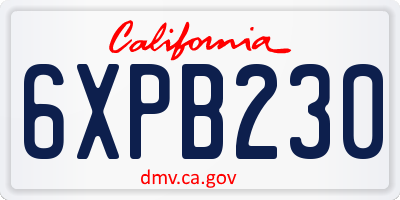 CA license plate 6XPB230