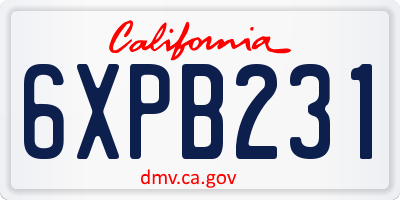 CA license plate 6XPB231
