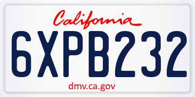 CA license plate 6XPB232