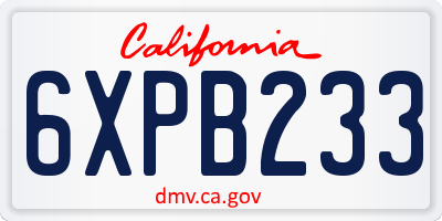 CA license plate 6XPB233