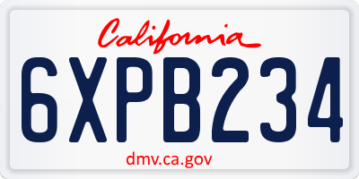 CA license plate 6XPB234