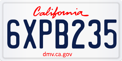 CA license plate 6XPB235