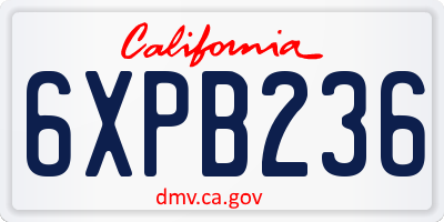 CA license plate 6XPB236