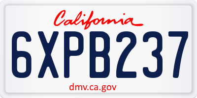 CA license plate 6XPB237