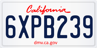 CA license plate 6XPB239
