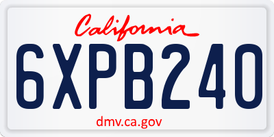 CA license plate 6XPB240