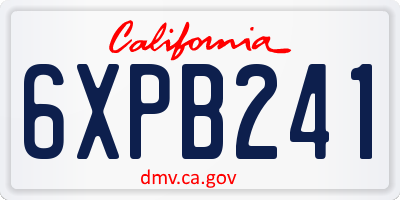 CA license plate 6XPB241