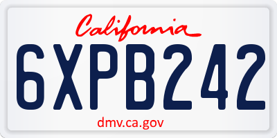 CA license plate 6XPB242