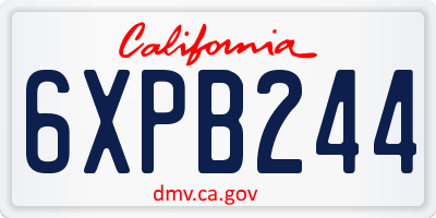 CA license plate 6XPB244