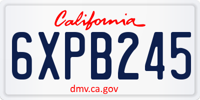 CA license plate 6XPB245