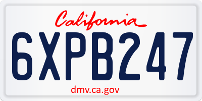 CA license plate 6XPB247