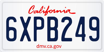 CA license plate 6XPB249