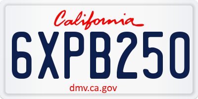 CA license plate 6XPB250