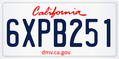 CA license plate 6XPB251