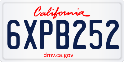 CA license plate 6XPB252