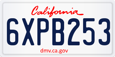 CA license plate 6XPB253