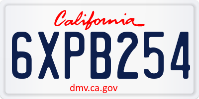 CA license plate 6XPB254