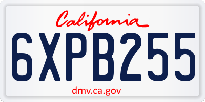 CA license plate 6XPB255