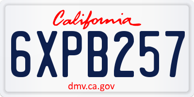 CA license plate 6XPB257