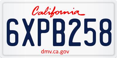 CA license plate 6XPB258