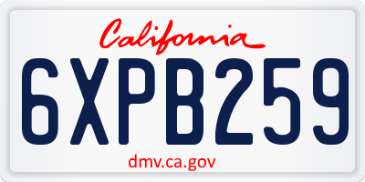 CA license plate 6XPB259