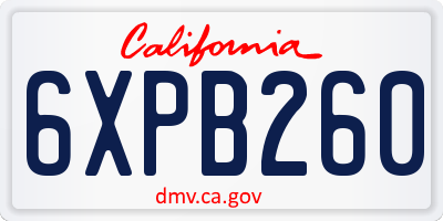 CA license plate 6XPB260