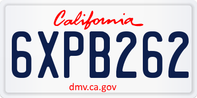 CA license plate 6XPB262