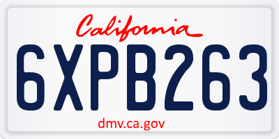 CA license plate 6XPB263