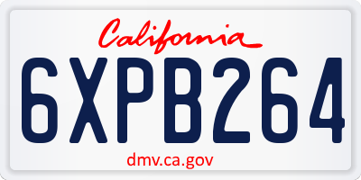 CA license plate 6XPB264