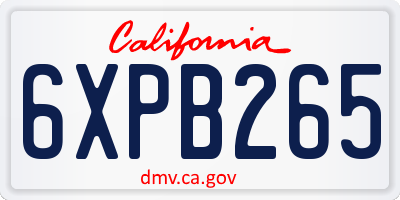 CA license plate 6XPB265