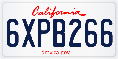 CA license plate 6XPB266