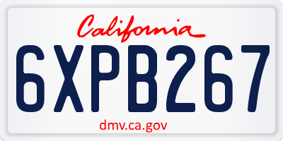 CA license plate 6XPB267